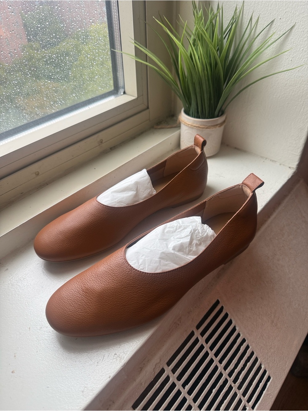 Everlane The Italian Leather Day Glove Flats in Toasted Almond 8.5 Women's NIB